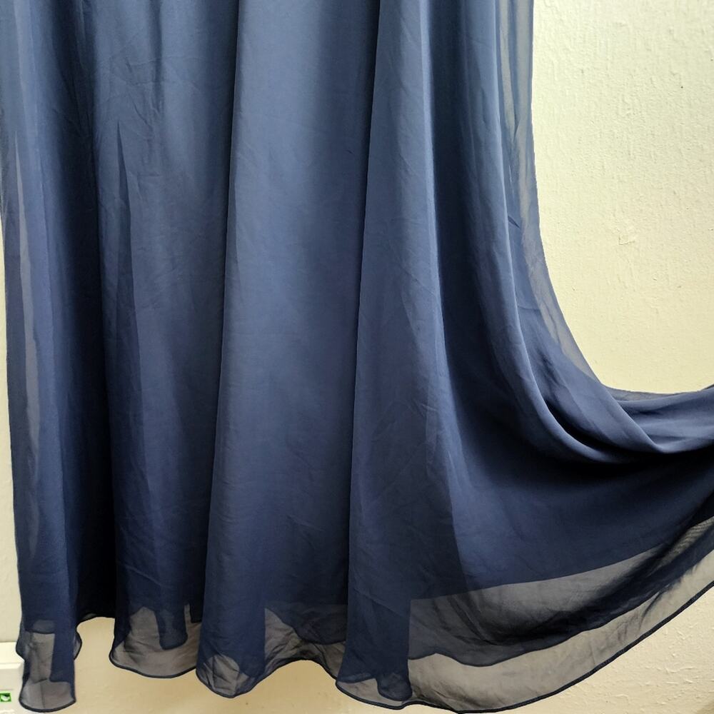 After Six Style 1565 Midnight Navy V-Neck Split Sleeve Chiffon Maxi Dress NWT 18 - Picture 8 of 12